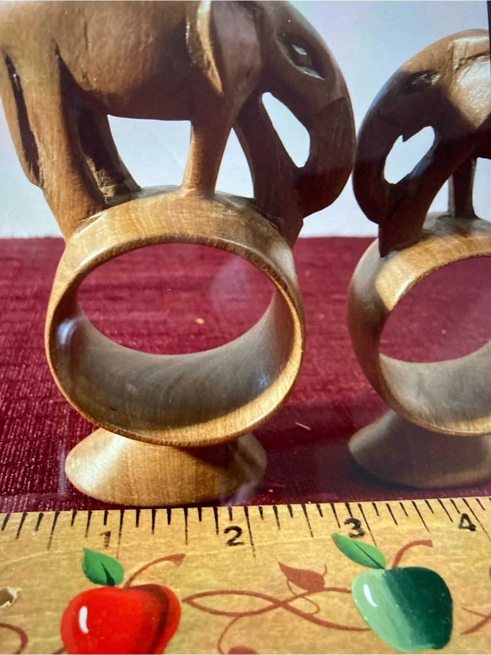 Wooden Safari Elephant Napkin Rings - Hand Carved Brown